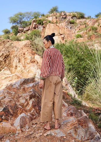 A Model Wearing Multicolor,Pure Cotton Haze Beneath Bomber Jacket curated by Only Ethikal