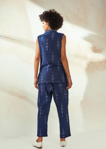 Marine Blue Ikkat Co-Ord Set