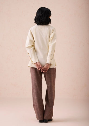 A Model Wearing White Poplin The Wonder Classic Organic Cotton Shirt Blouse, curated by Only Ethikal