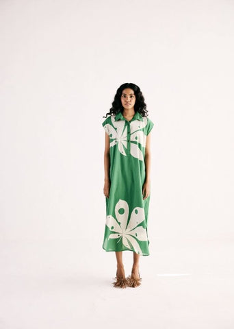 A Model Wearing Multicolor,Cotton Mul Maple Leaf Shirt,Dress curated by Only Ethikal