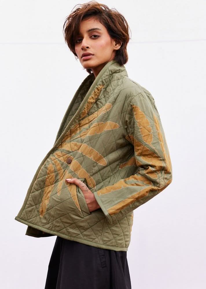 A Model Wearing Multicolor,Pure Cotton Lawn Jacket curated by Only Ethikal