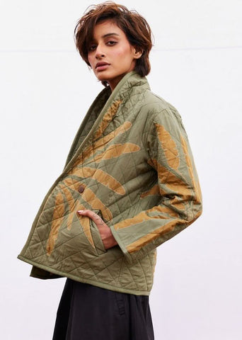 A Model Wearing Multicolor,Pure Cotton Lawn Jacket curated by Only Ethikal