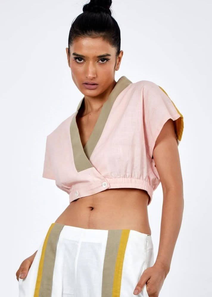 A Model Wearing Multicolor Pure Cotton Saamo Multi Co-Ord Set, curated by Only Ethikal