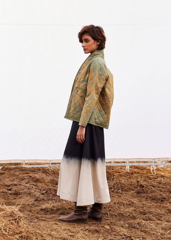 A Model Wearing Multicolor,Pure Cotton Lawn Jacket curated by Only Ethikal