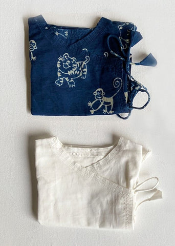 Unisex Organic Newborn Bag - Zoo & Essential White Angrakha