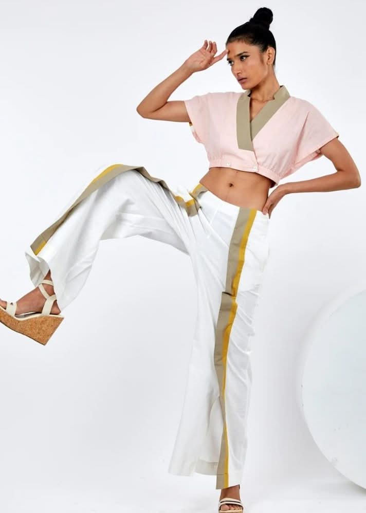 A Model Wearing Multicolor Pure Cotton Saamo Multi Co-Ord Set, curated by Only Ethikal