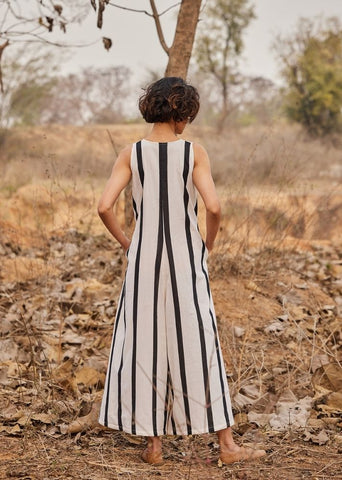 A Model Wearing White Cotton Mul PatioJumpsuit,curated by Only Ethikal