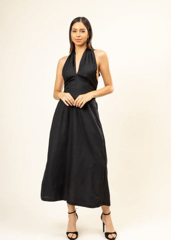 A Model Wearing Black Upcycled Cotton Karen Black Dress, curated by Only Ethikal