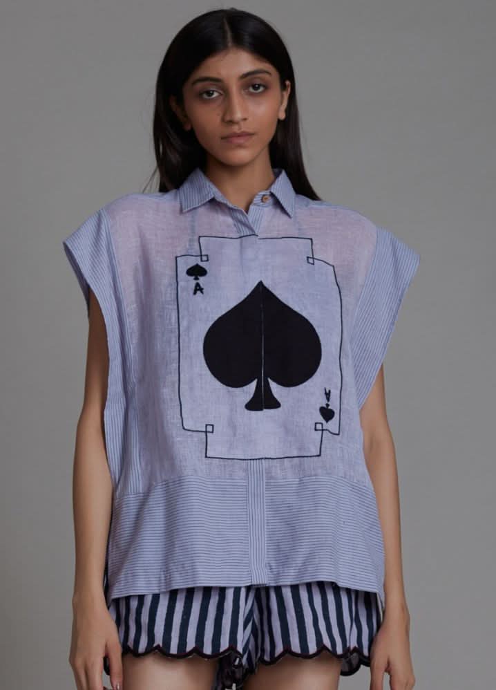 A Model Wearing Purple Linen Ace Shirt-Lavender, curated by Only Ethikal