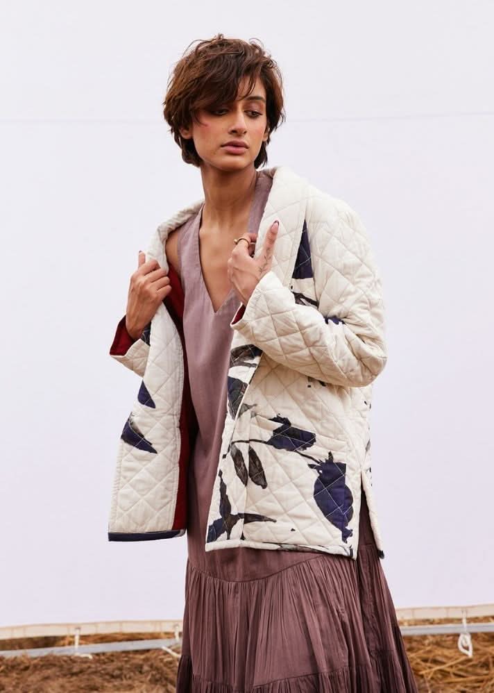 A Model Wearing Multicolor,Pure Cotton Raven Jacket curated by Only Ethikal