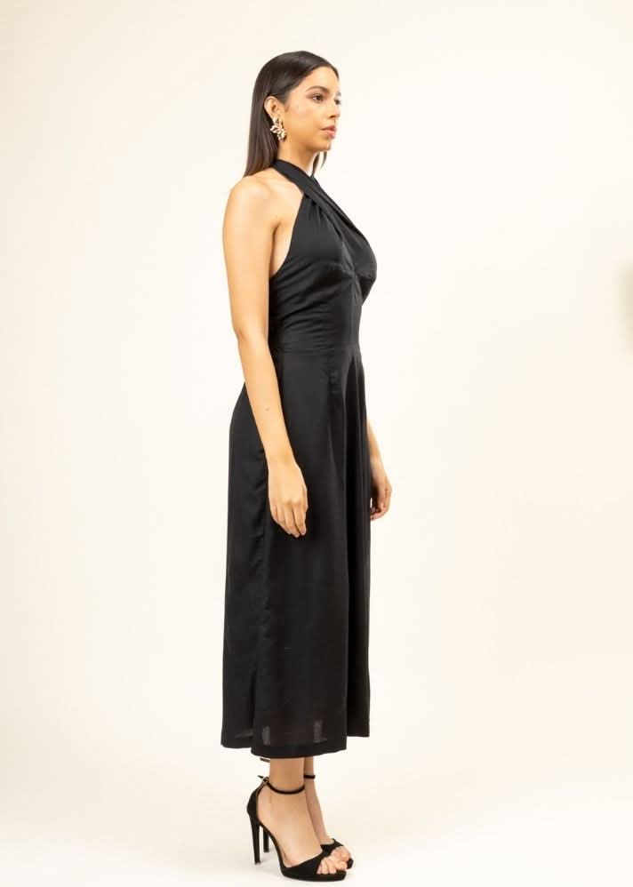 A Model Wearing Black Upcycled Cotton Karen Black Dress, curated by Only Ethikal