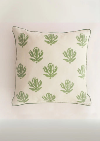 Wildflower Block Printed Cotton Cushion Cover