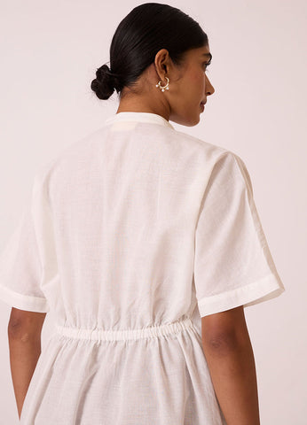 A Model Wearing White Handwoven Cotton Viktor Off White Cotton Tunic , curated by Only Ethikal
