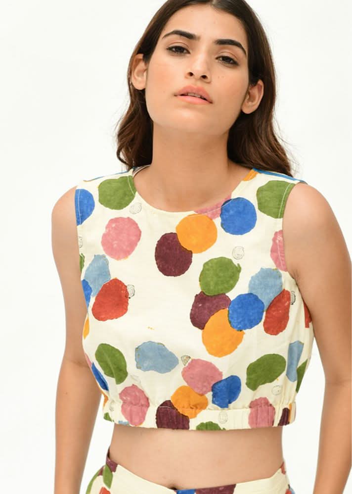 A Model Wearing Blue Organic Cotton Void Corp Top , curated by Only Ethikal