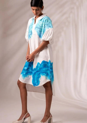 A Model Wearing Multicolor Cotton Twill Doris Midi Dress, curated by Only Ethikal