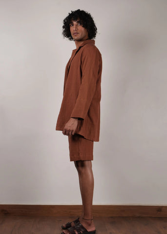 Men'S Brown Crush T-Shirt, Shorts & Jacket Set (3 Pcs)