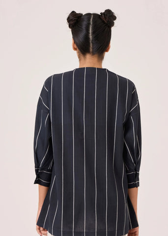 Samudra Black Striped Top