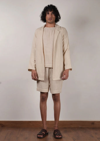 Men'S Cream Crush T-Shirt, Shorts & Jacket Set (3 Pcs)