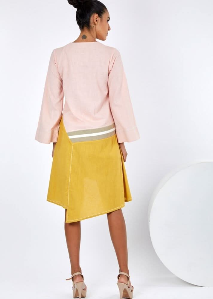 A Model Wearing Multicolor Pure Cotton Hibiki Multi Midi Dress, curated by Only Ethikal