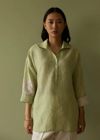 Risa Stripe Linen Shirt- Meadow