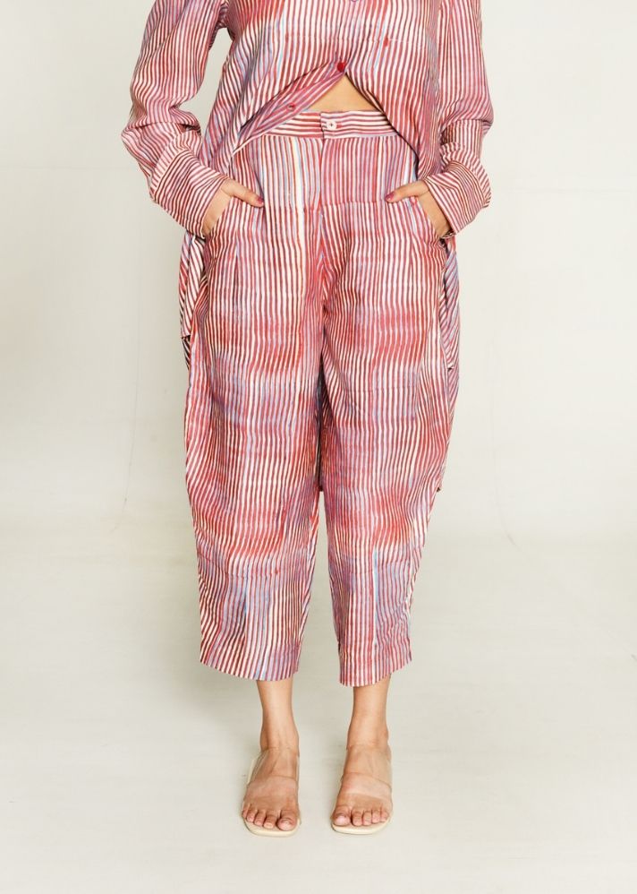 A Model Wearing Multicolor Cotton Bemberg Plosky Cloud Shirt With Culottes, curated by Only Ethikal