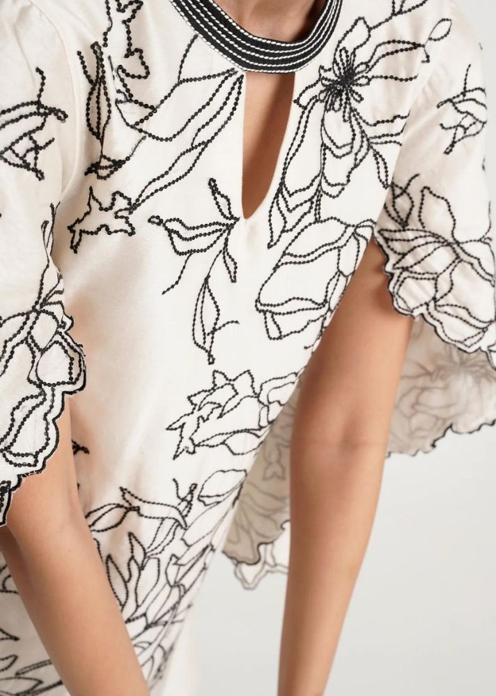 A Model Wearing White Pure Cotton Leo Short Dress, curated by Only Ethikal