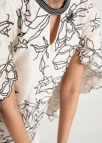 A Model Wearing White Pure Cotton Leo Short Dress, curated by Only Ethikal