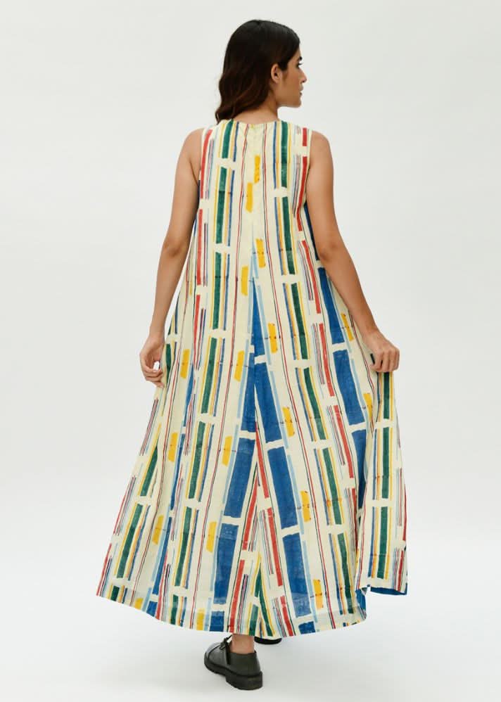 A Model Wearing Multicolor Organic Cotton Stellar Dress , curated by Only Ethikal
