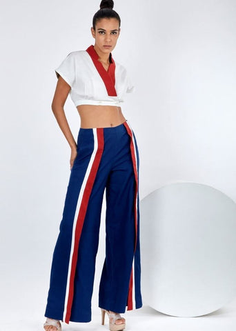 A Model Wearing Multicolor Pure Cotton Indigo Saamo Multi Co-Ord Set, curated by Only Ethikal