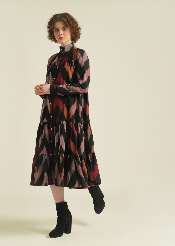 A Model Wearing Multicolor Pure Cotton Royale II, curated by Only Ethikal