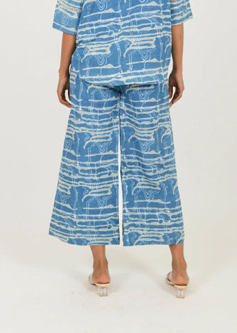 Indigo Splash Linen Pants