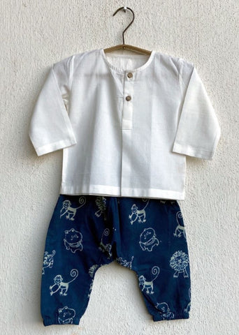 Unisex Organic Zoo Bag - Zoo And White Kurta & Zoo Pants