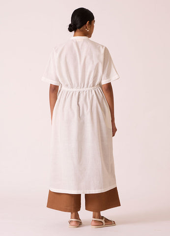 A Model Wearing White Handwoven Cotton Viktor Off White Cotton Tunic , curated by Only Ethikal