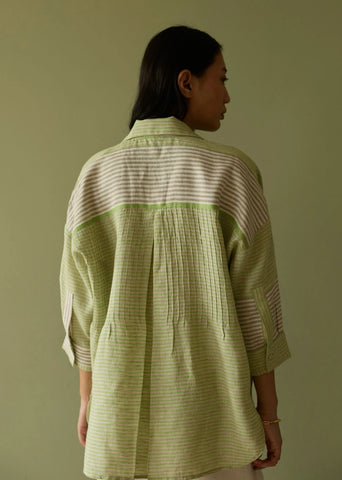Risa Stripe Linen Shirt- Meadow