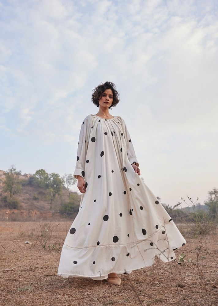 A Model Wearing White Cotton Mul Luna Lilly curated by Only Ethikal