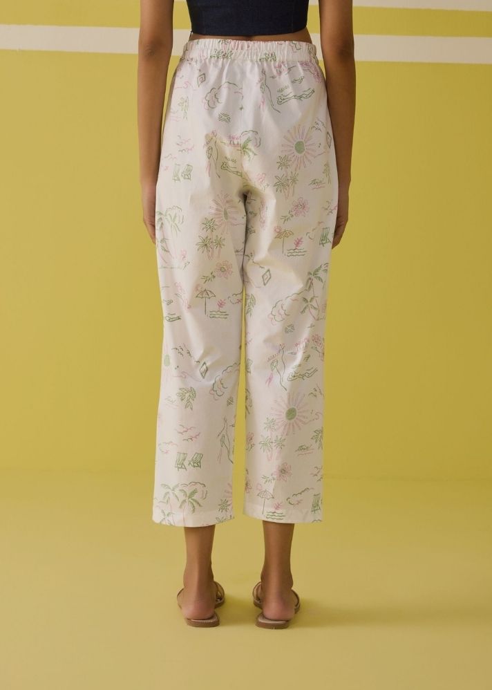 A Model Wearing Multicolor Poplin Garden Of Joy Organic Cotton Trousers , curated by Only Ethikal