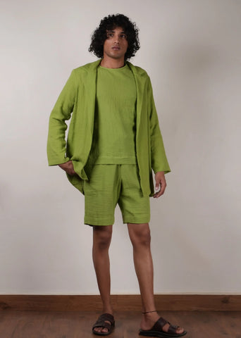 Men'S Green Crush T-Shirt, Shorts & Jacket Set (3 Pcs)