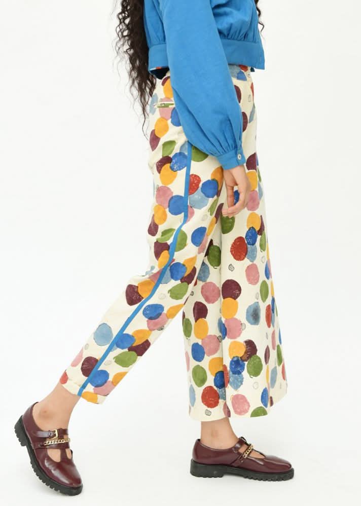 A Model Wearing Multicolor Organic Cotton Void Panzo Pant , curated by Only Ethikal