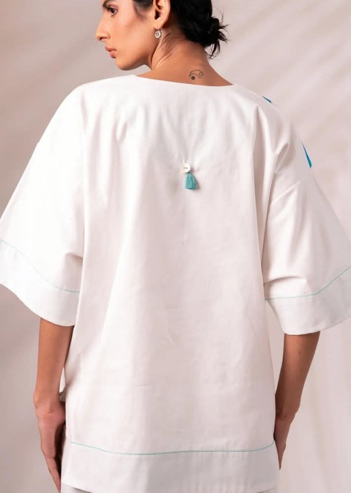 A Model Wearing Multicolor Cotton Twill Kara Top, curated by Only Ethikal