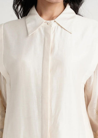 A Model Wearing White Pure Cotton Bucklerco-Ord Set, curated by Only Ethikal