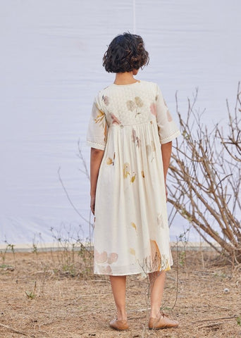 A Model Wearing White Cotton Mul Alabaster curated by Only Ethikal