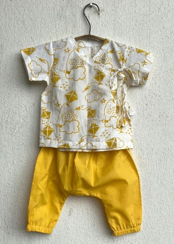Unisex Organic Patang Angarakha With Yellow Pants