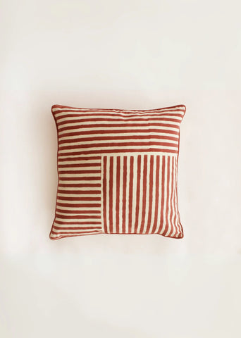 Stripes Block Printed Cotton Cushion Cover