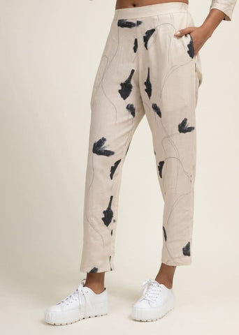 A Model Wearing Multicolor Upcycled Cotton Tapered Printed Pants, curated by Only Ethikal