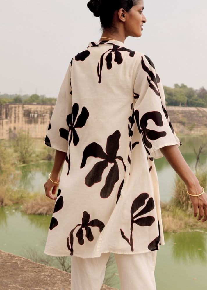 A Model Wearing Multicolor,Pure Cotton Cora Co-ord Set,curated by Only Ethikal