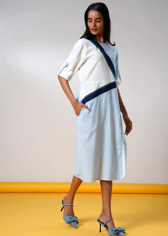 A Model Wearing Multicolor Handloom Cotton  Fiji Handloom Cotton Dress, curated by Only Ethikal