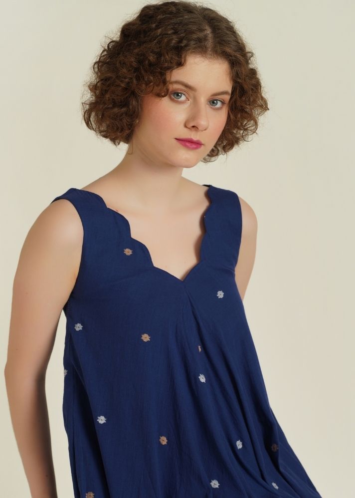 A Model Wearing Blue Pure Cotton Royale XXI, curated by Only Ethikal