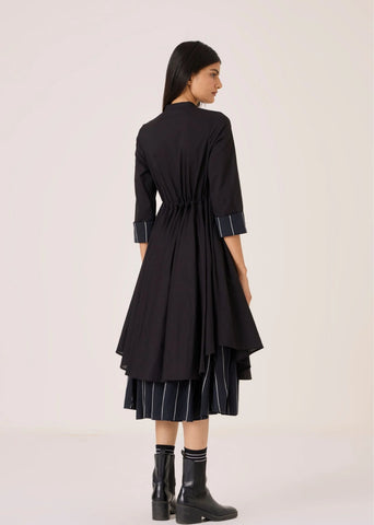 Hulas Black Handwoven Layered Dress