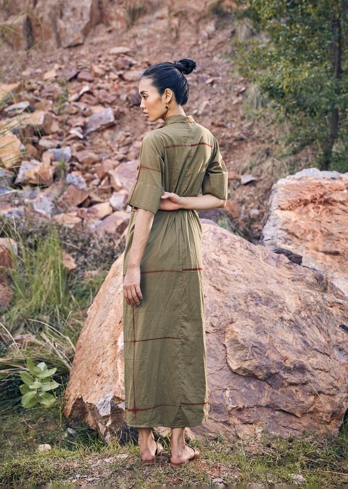 A Model Wearing Green Pure Cotton It Was All You Maxi Dress curated by Only Ethikal