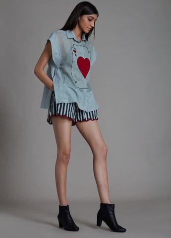 A Model Wearing Blue Linen Ace Set- Blue, curated by Only Ethikal